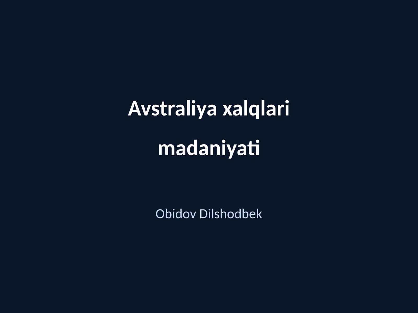 Avstraliya xalqlari madaniyati