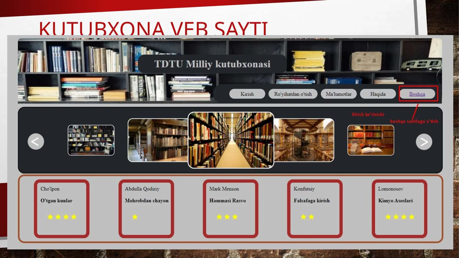 Mavzu: Kutubxona veb sayti