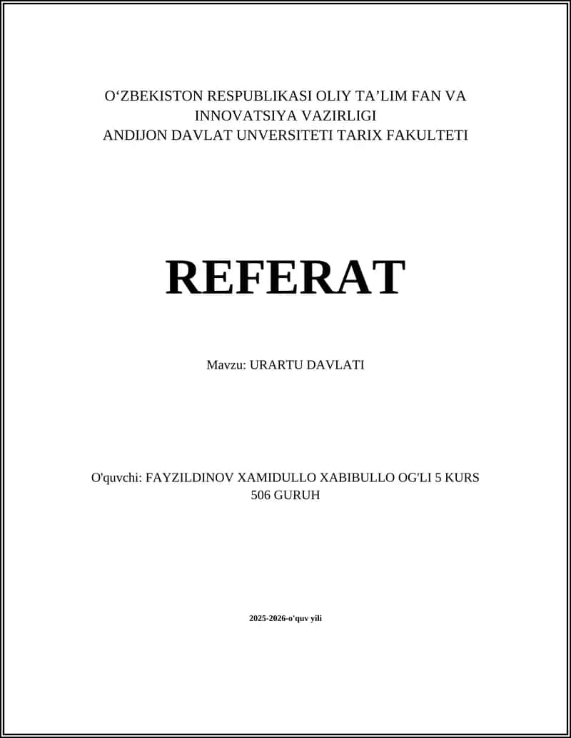 URARTU DAVLATI REFERAT
