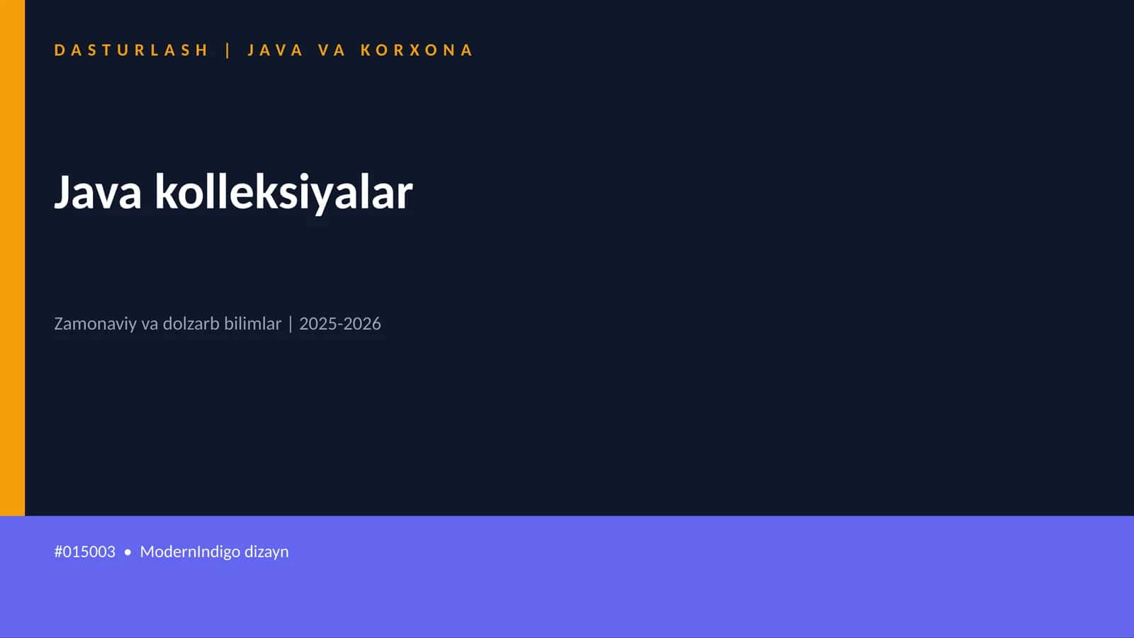 DASTURLASH | JAVA VA KORXONA
