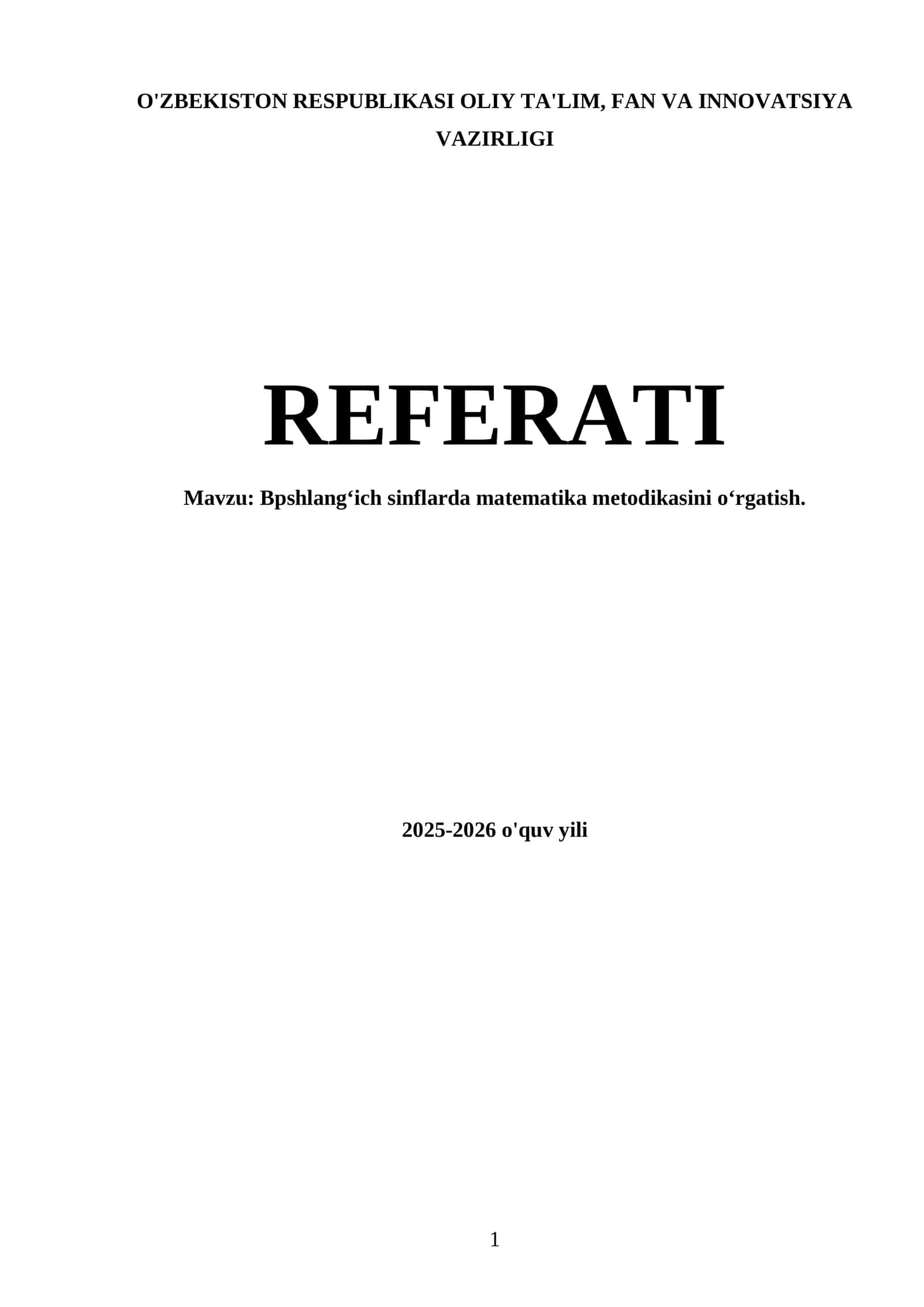 Bpshlangʻich sinflarda matematika metodikasini oʻrgatish