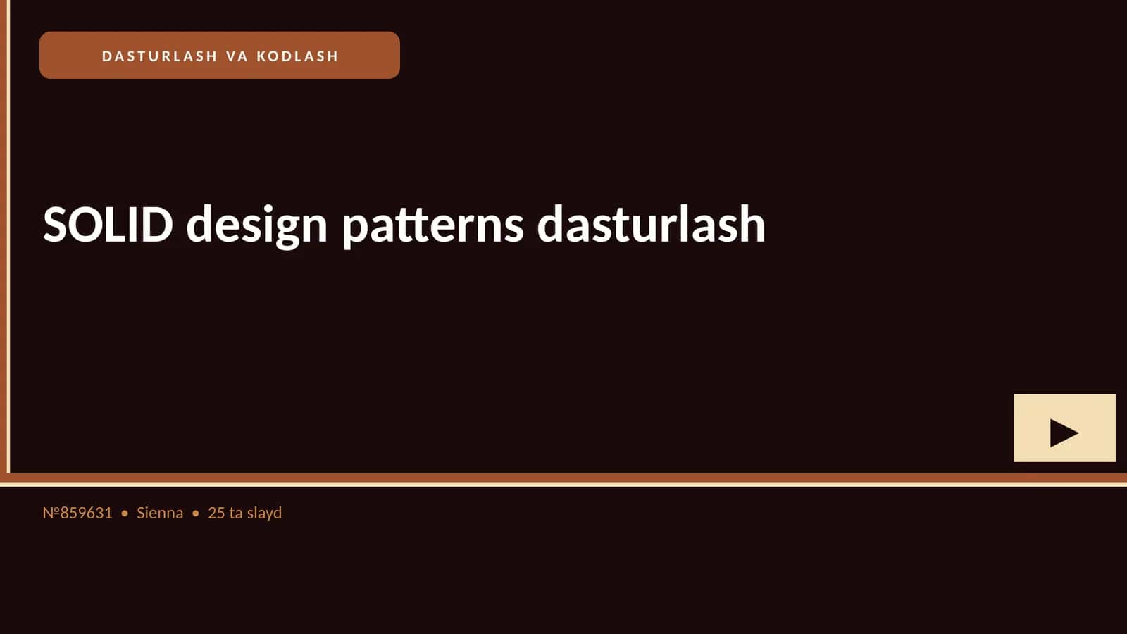 SOLID design patterns dasturlash