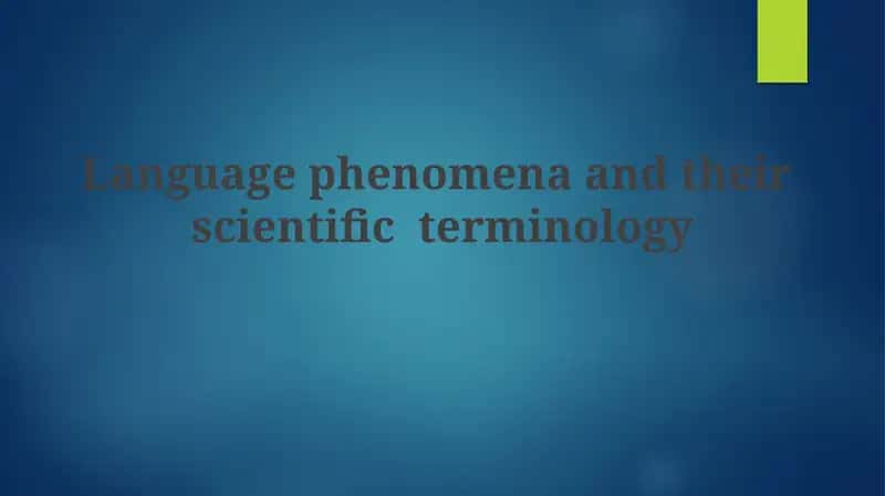 Language phenomena and their scientific terminology
