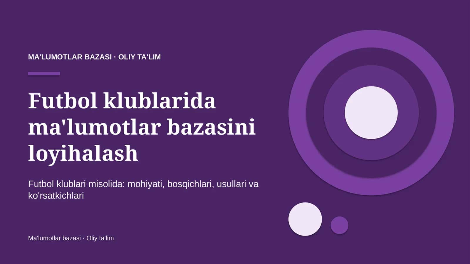 futbol klublarida ma'lumotlar bazasini loyihalash 1052