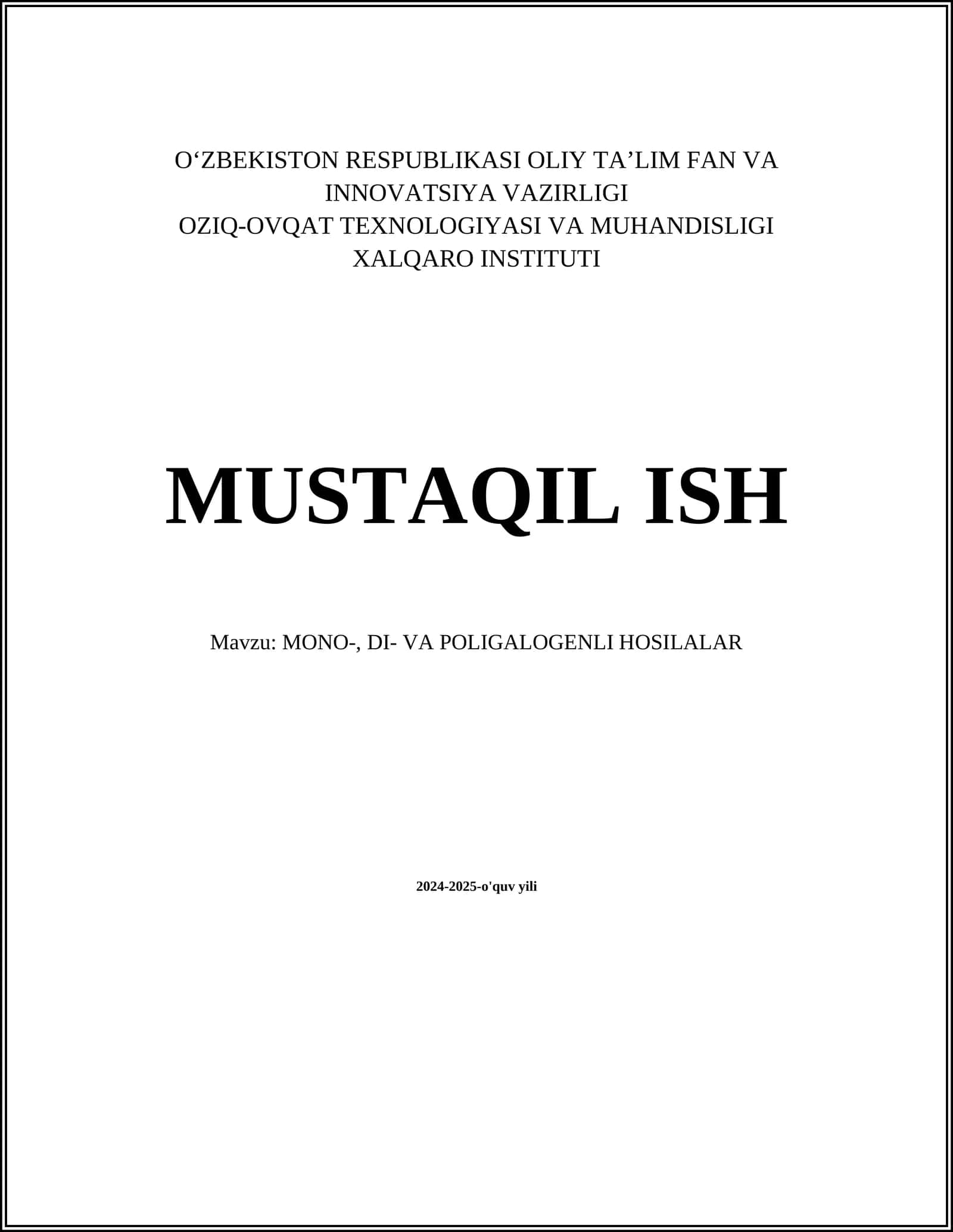 MONO-, DI- VA POLIGALOGENLI HOSILALAR