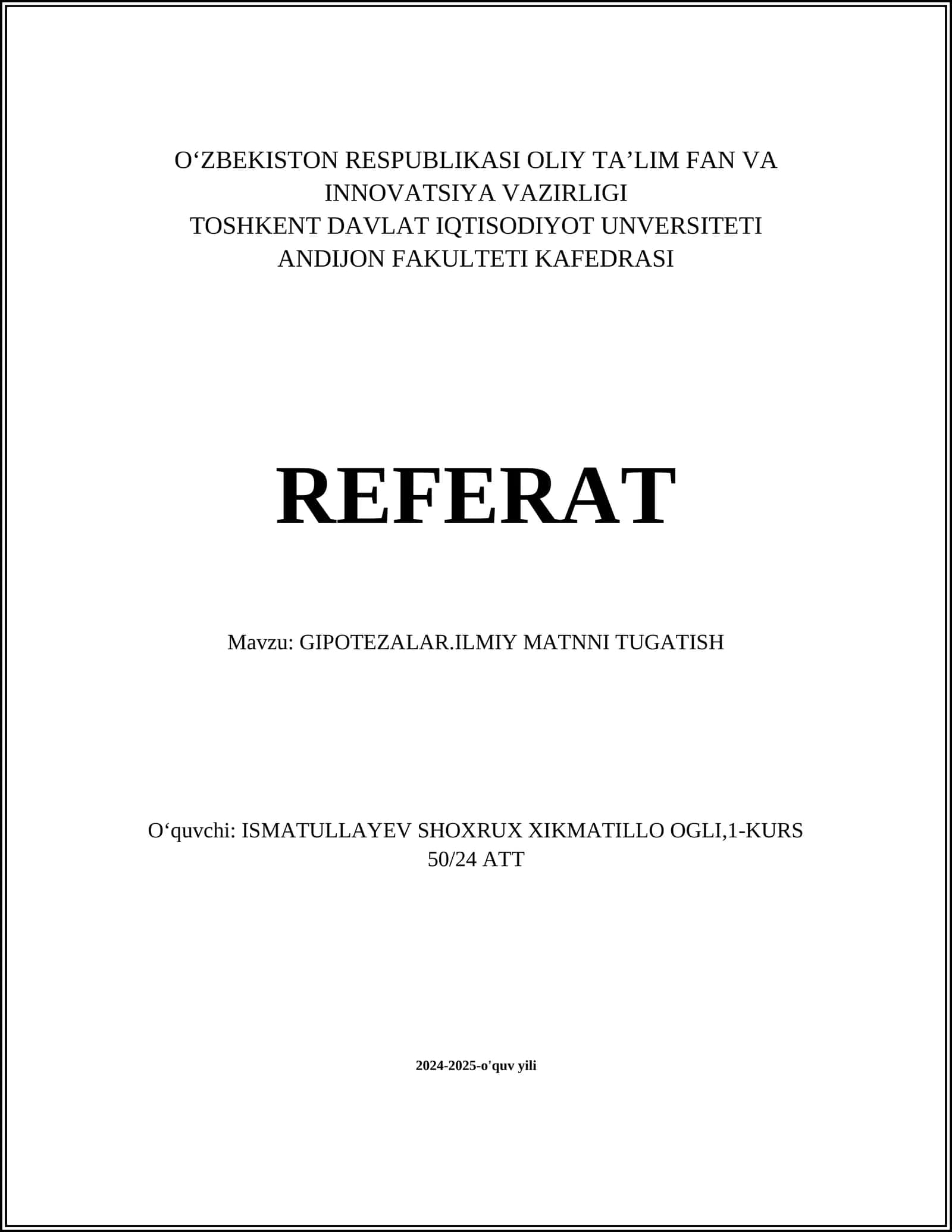 GIPOTEZALAR.ILMIY MATNNI TUGATISH