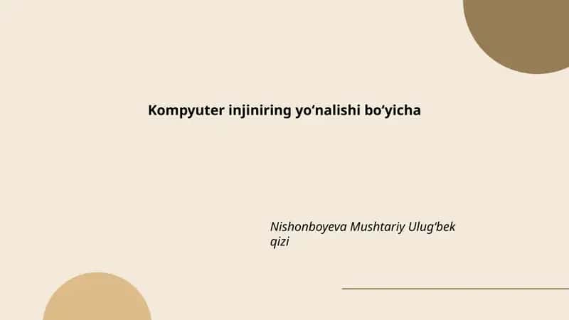 Kompyuter injiniring yoʻnalishi boʻyicha