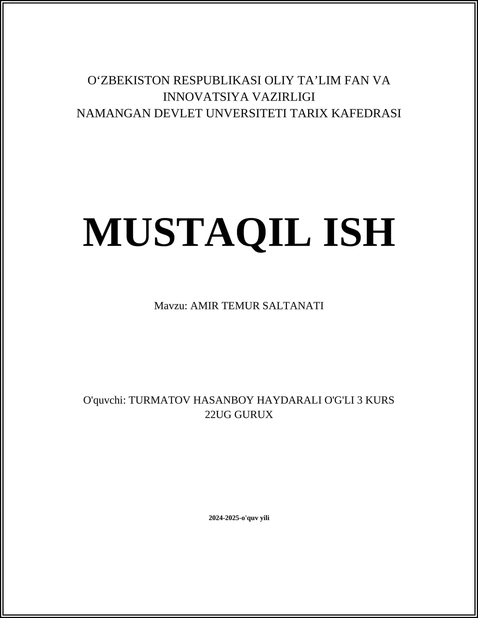 AMIR TEMUR SALTANATI
