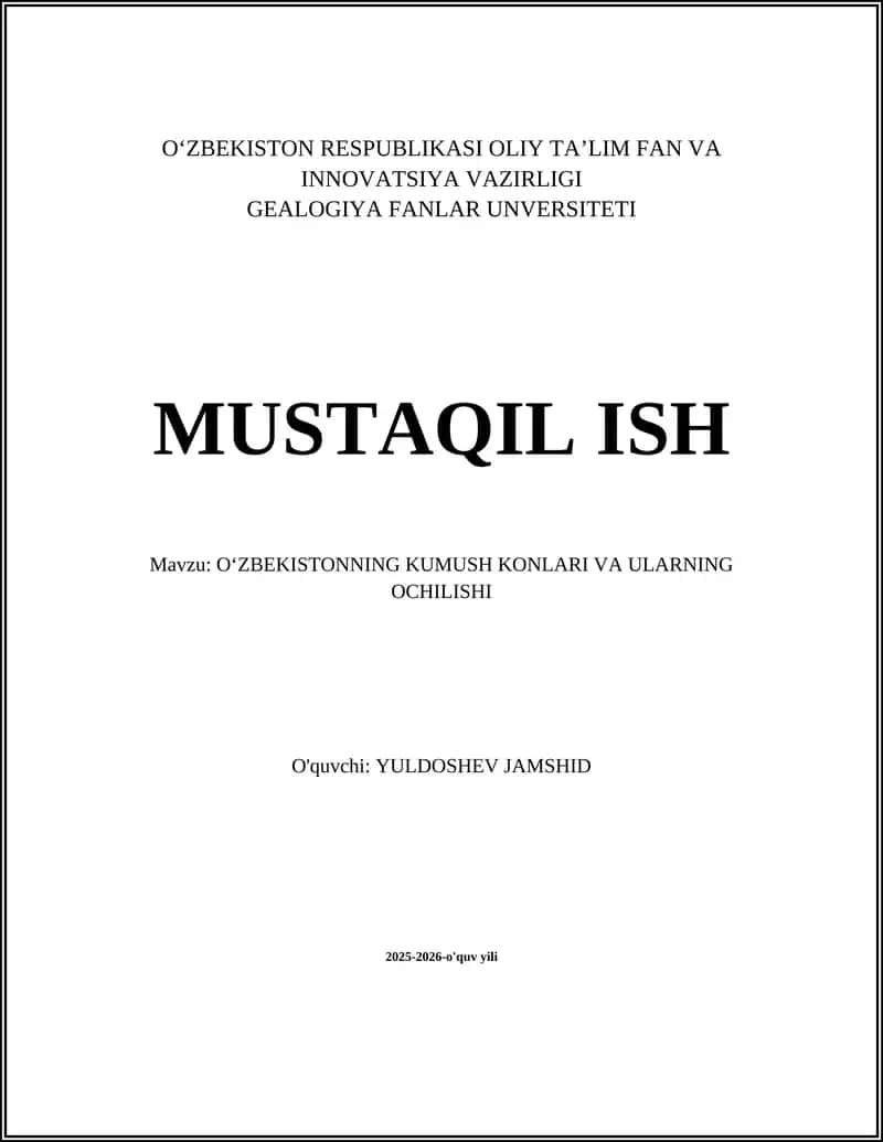 OʻZBEKISTONNING KUMUSH KONLARI VA ULARNING OCHILISHI